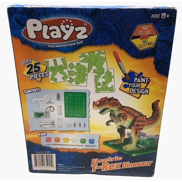 Playz Electric T-Rex Dinosaur 4D Dino DYI Assembly Construction Paint Design - Picture 3 of 7